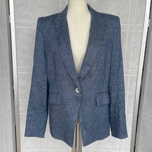 NWOT Veronica Beard Athens Blue Linen/Metallic Thread Dickey Jacket sz 10